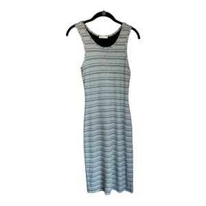 Marine Layer Lexi Rib Daytime Midi Dress Black White Stripe Size XS